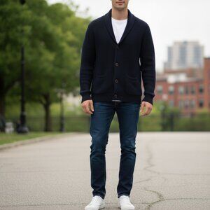 French Connection Men's Dark Blue Cardigan